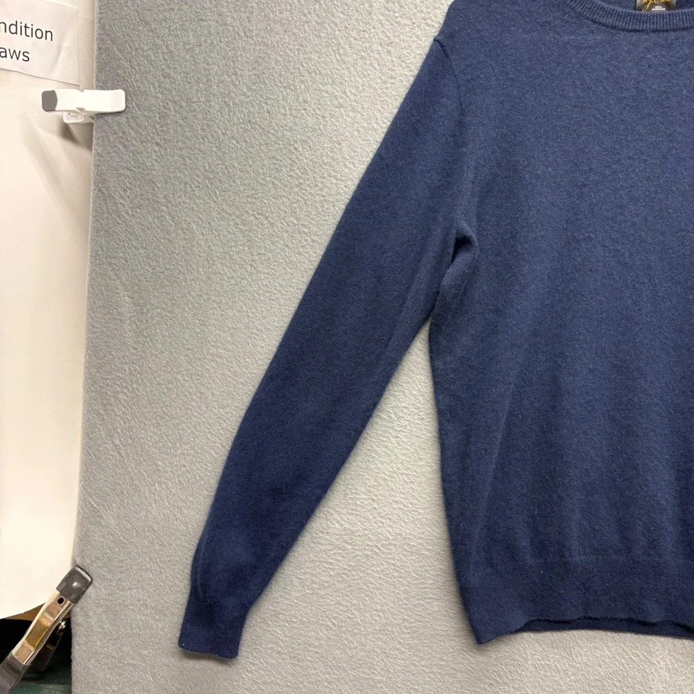 Knit for J. Crew Mens 100% Cashmere Sweater Long Sleeve Navy Blue Classic Size M